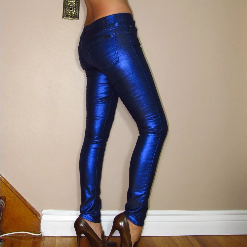 ๐ 7 For All Mankind Liquid Metal Coated Jeans XXS - Picture 3 of 8